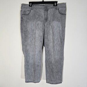 Chico's Platinum Denim Jeans with a Great Look Sparkling Rear Pocket Design